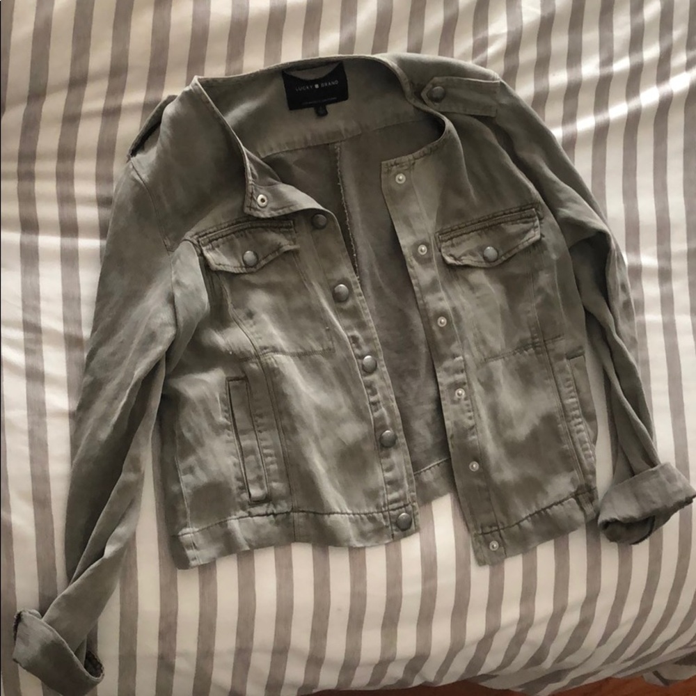 dark green lucky brand denim jacket not very worn